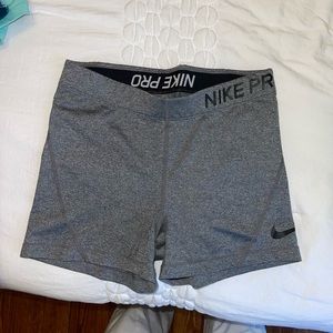 Grey Nike Pro spandex shorts